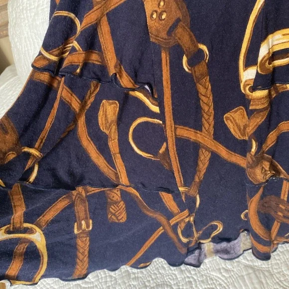 Ralph Lauren Blue and Gold Bubble Skirt Knee-Length Cocktail - Picture 4 of 12